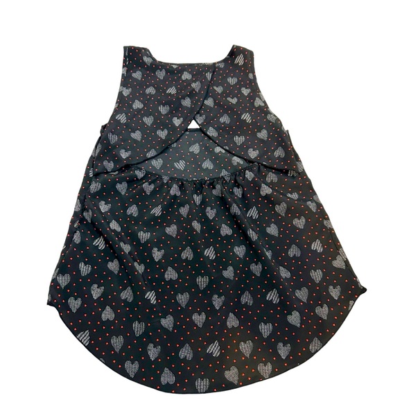 Bozzolo Sleeveless Heart Print High Low Open Back Red Black & White Top Size S - Picture 4 of 12